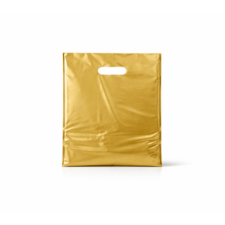 Gold Plastic Carrier Bags (300+40x240mm)(1000 Units)