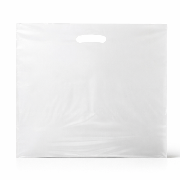 Frosted (Clear with white tint) Plastic Carrier Bags (500+40x550mm)(1000 Units)