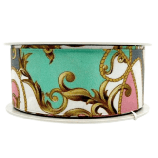 Scarf - "LV" Pink, Blue & Green 38mm x 15m