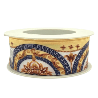 Scarf - "V" Cream, Navy, Gold 38mm x 15m