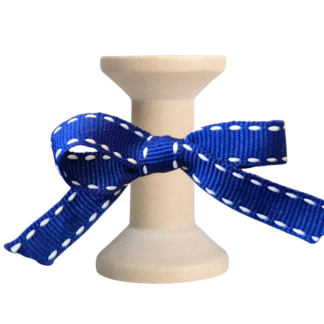 No 166- Royal/White Saddle Stitch 10mm x 20m