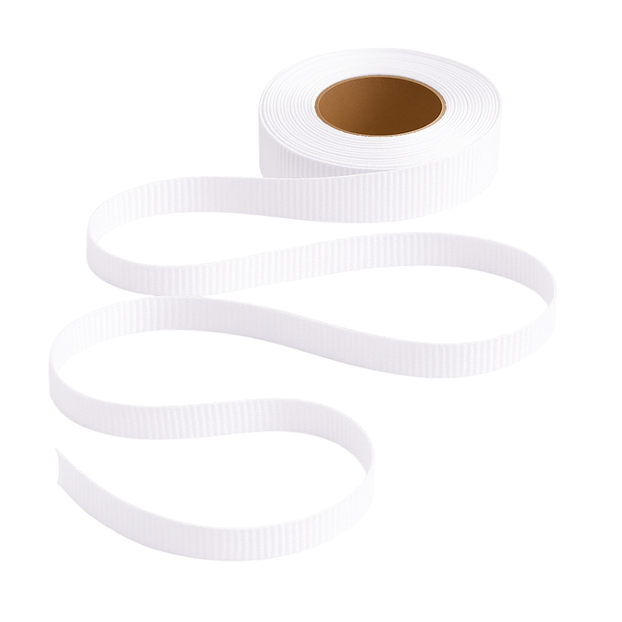 Petersham Ribbon - Solid White - 15mm x 20m roll - Image 2