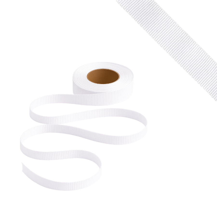 Petersham Ribbon - Solid White - 15mm x 20m roll