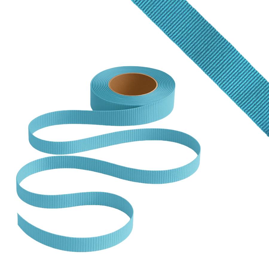 Petersham Ribbon - Solid Cyan - 15mm x 20m roll