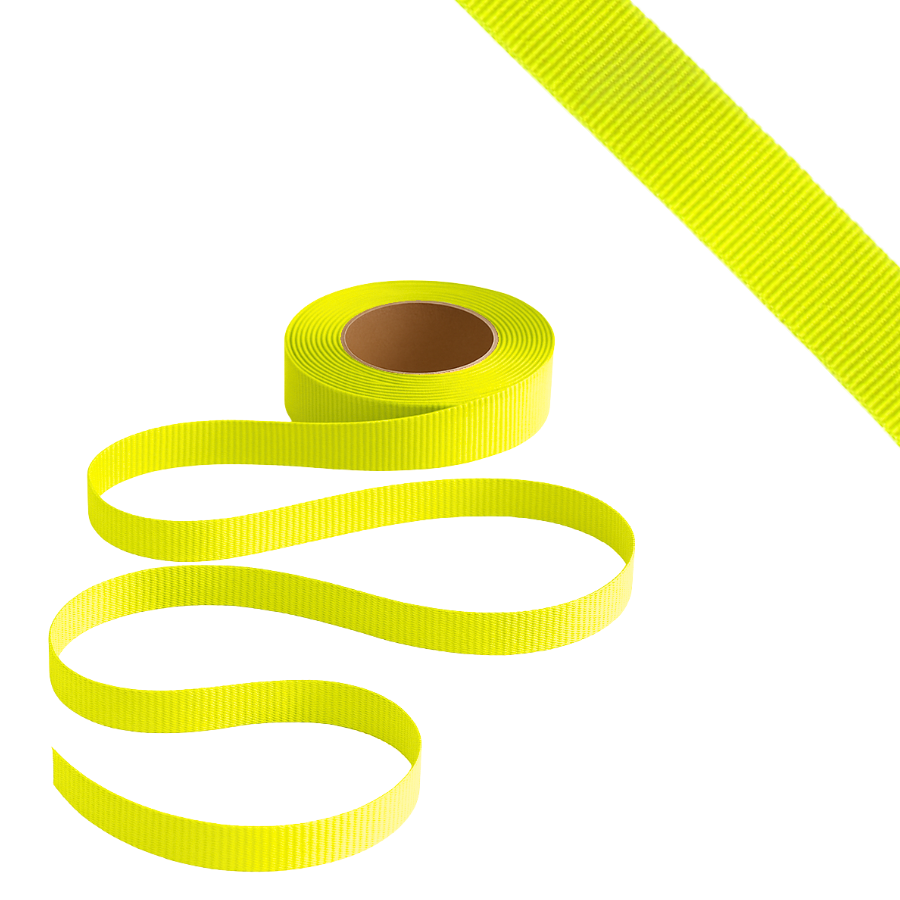 Petersham Ribbon - Solid Fluorescent Lime - 15mm x 20m roll