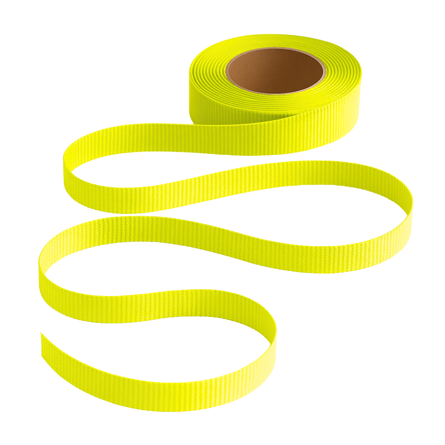 Petersham Ribbon - Solid Fluorescent Lime - 15mm x 20m roll - Image 2