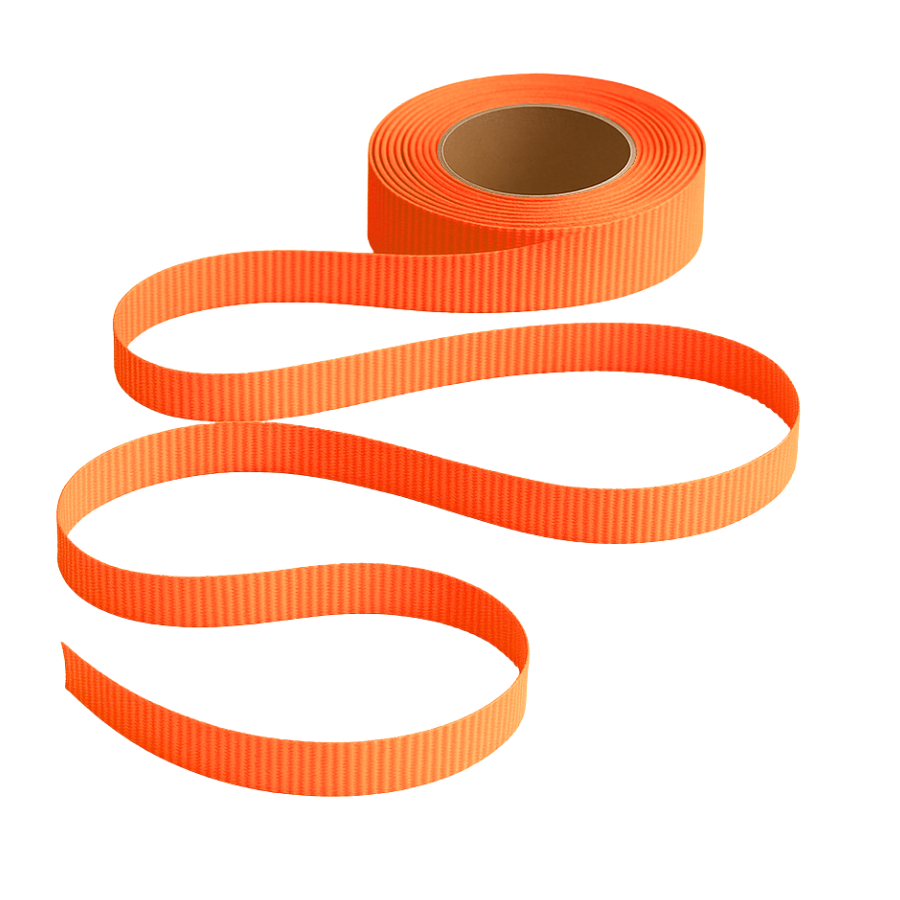 Petersham Ribbon - Solid Fluorescent Orange - 15mm x 20m roll - Image 2