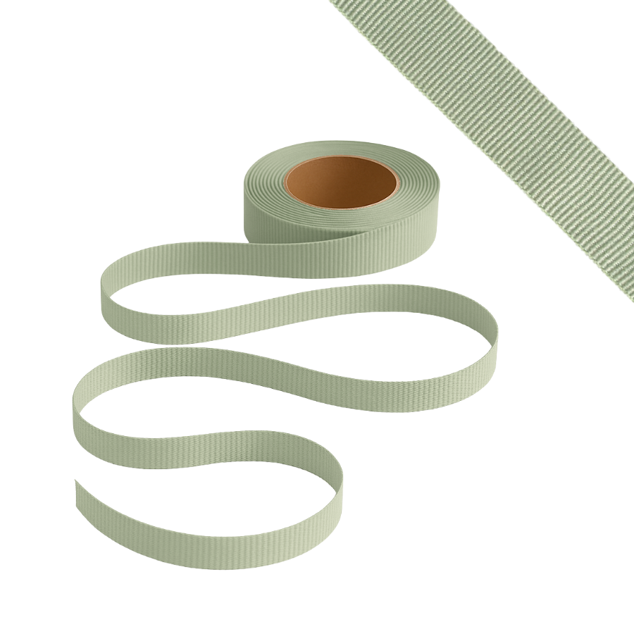 Petersham Ribbon - Solid Vintage Green - 15mm x 20m roll