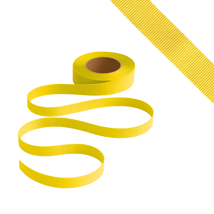 Petersham Ribbon - Solid Yellow - 15mm x 20m roll