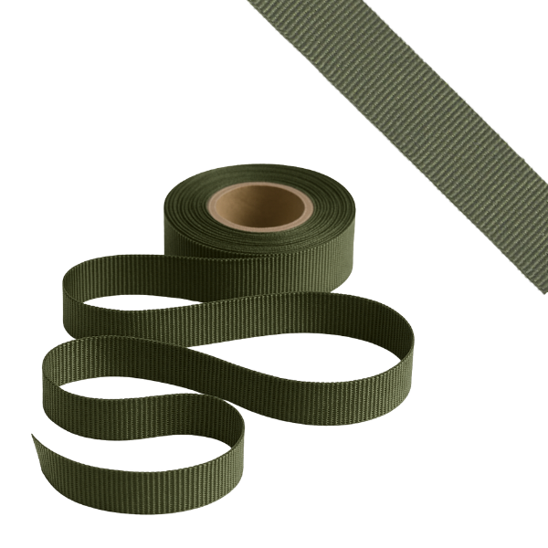 Petersham Ribbon - Solid Olive - 20mm x 20m roll