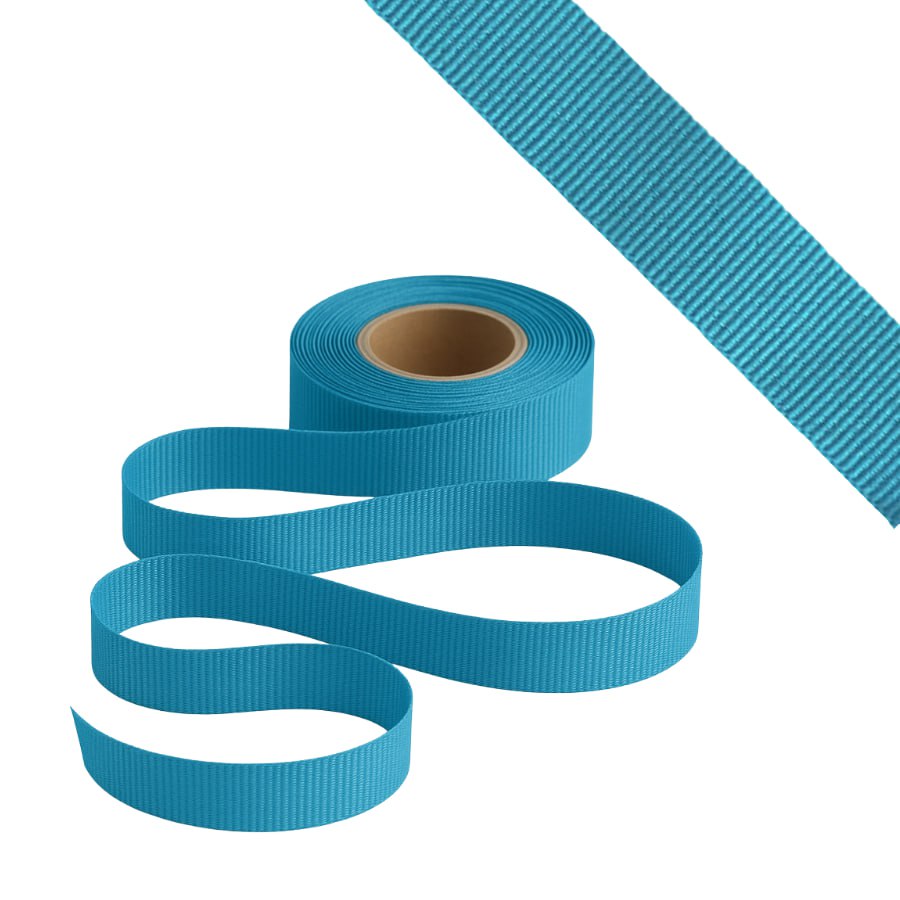Petersham Ribbon - Solid Cyan - 25mm x 20m roll