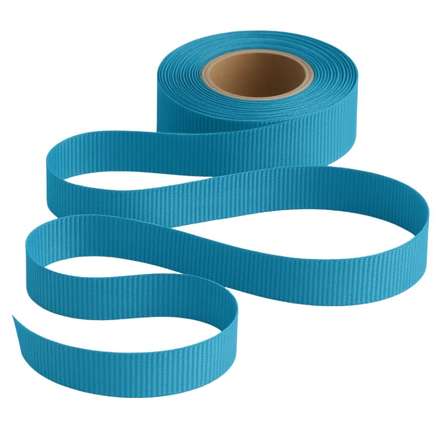 Petersham Ribbon - Solid Cyan - 25mm x 20m roll - Image 2