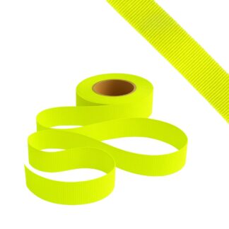 Petersham Ribbon - Solid Fluorescent Lime  - 25mm x 20m roll