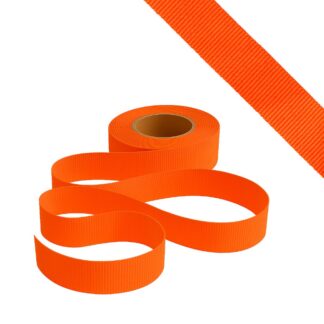 Petersham Ribbon - Solid Fluorescent Orange - 25mm x 20m roll