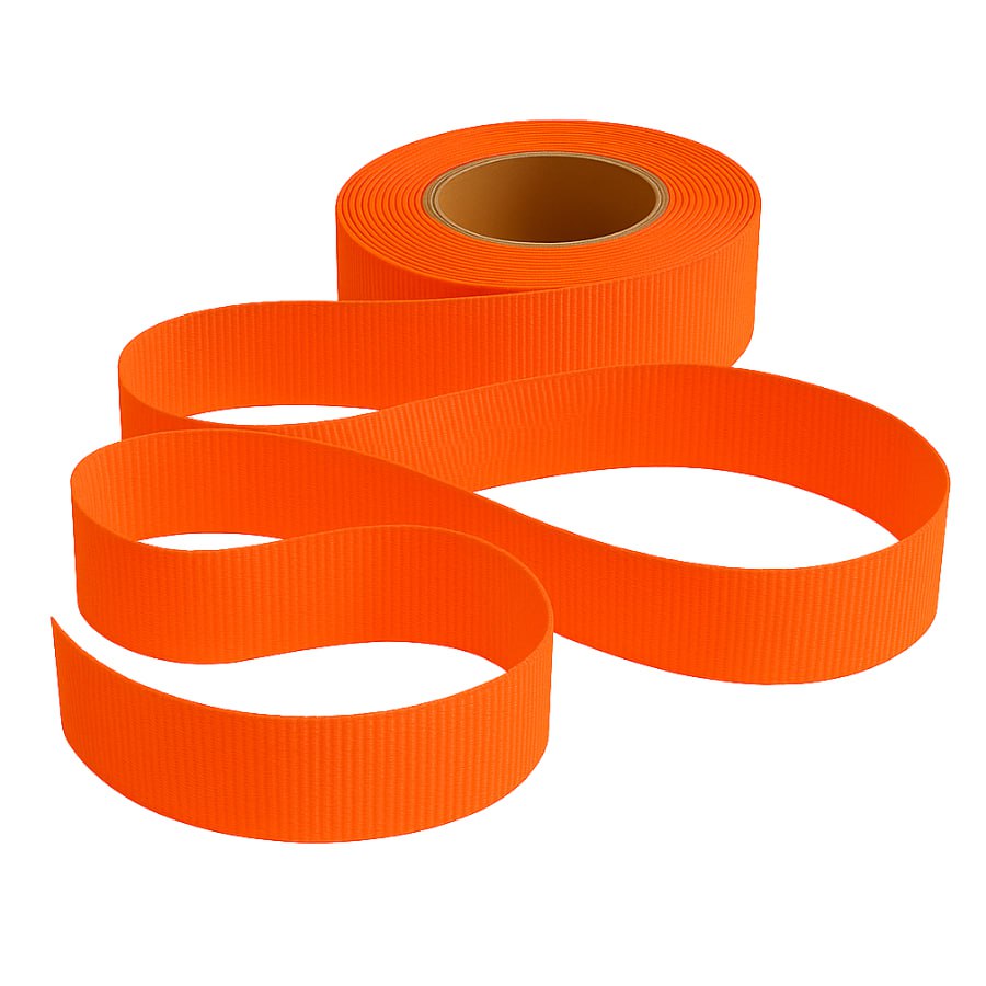 Petersham Ribbon - Solid Fluorescent Orange - 25mm x 20m roll - Image 2