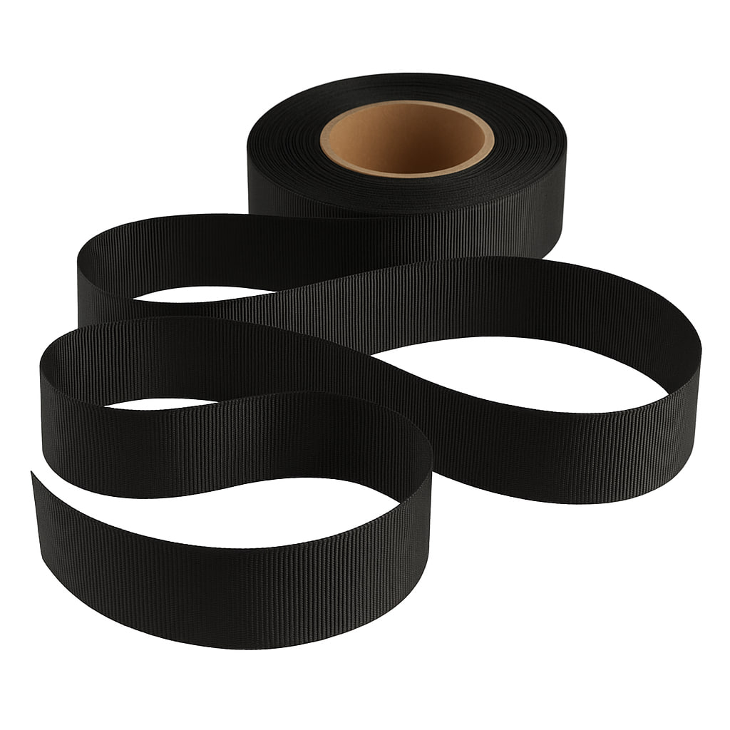 Petersham Ribbon - Solid Black - 25mm x 20m roll - Image 2