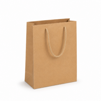 Brown Kraft A5 Paper Carrier Bag with Natural Jute Handles – 210 x 155 x 82mm