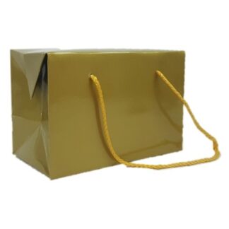 Gold Gloss Box Bag with Cord Handles (S)