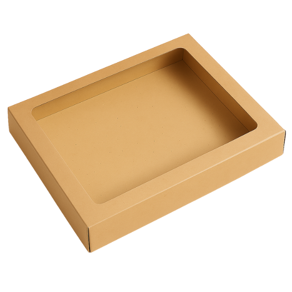 Base & Lid - Shirt Box - Brown Kraft with PVC Window - 340 x 250 x 40mm (10 Boxes)