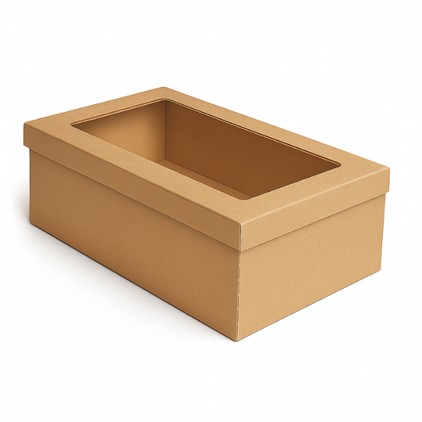 Base & Lid - Shoe Box - Brown Kraft with PVC Window - 325 x 200 x 115mm (10 Boxes)