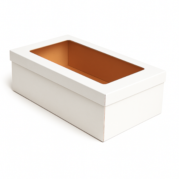 Base & Lid - Shoe Box - White Kraft with PVC Window - 325 x 200 x 115mm (10 Boxes)