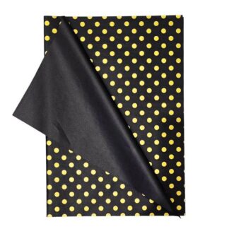 Gold Dots on Black Wrapping Tissue (25 Sheet Pack)