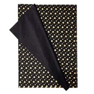 Gold Stars on Black Wrapping Tissue (25 Sheet Pack)