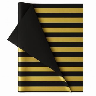 Gold Stripes on Black Wrapping Tissue (25 Sheet Pack)