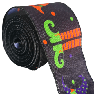 Halloween Ribbon with wired edge - Black Witches Hat
