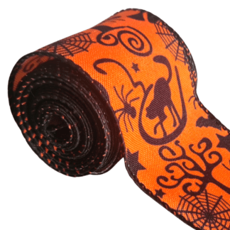 Halloween Ribbon with wired edge - Orange Black-Bird