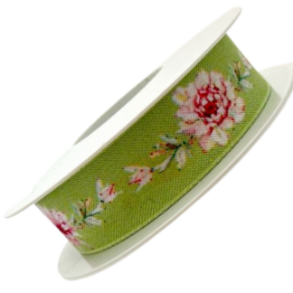 Ribbon - Cactus Flowers Green 25mm x 15m